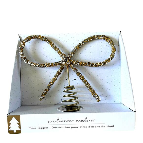 Midwinter Modern Gold/Silver Rhinestone Bow Tree Topper Christmas 2024 Viral - Picture 8 of 13